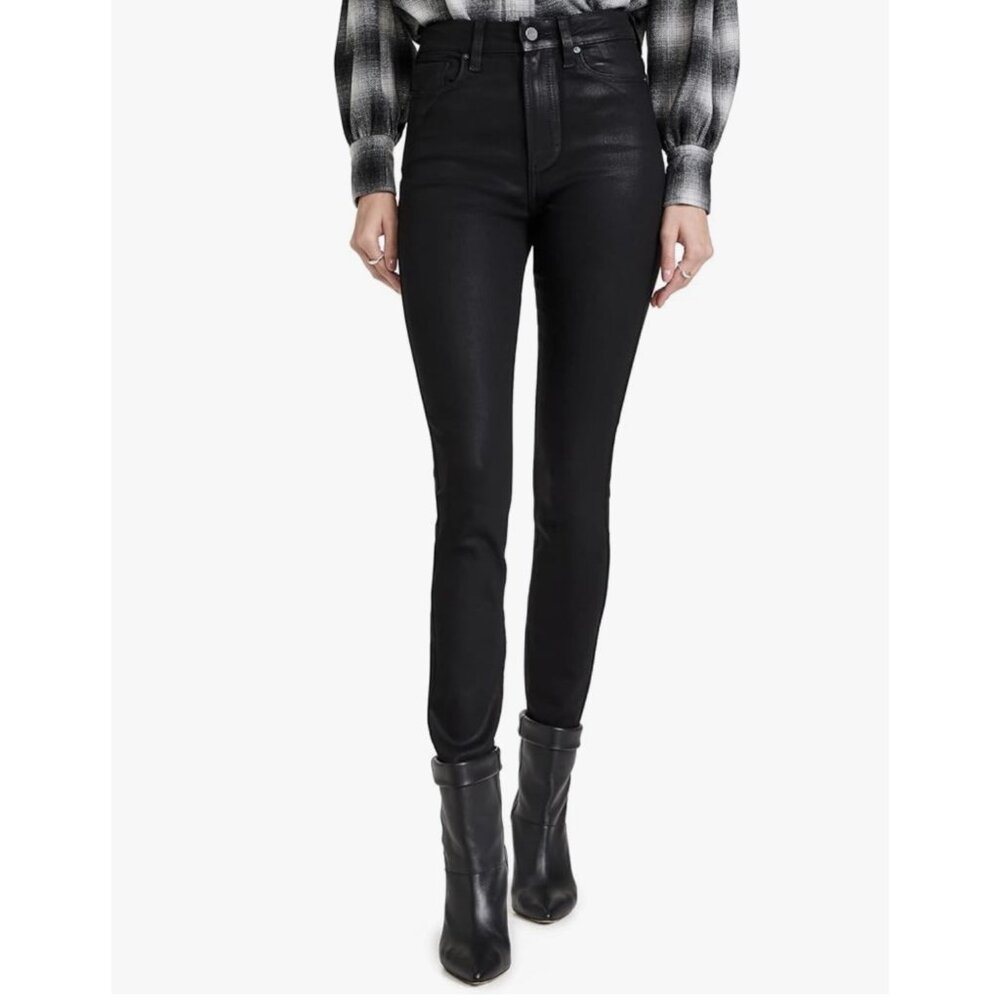 PAIGE Women's Cheeky High Rise Skinny jeans in Black size 26 NEW
